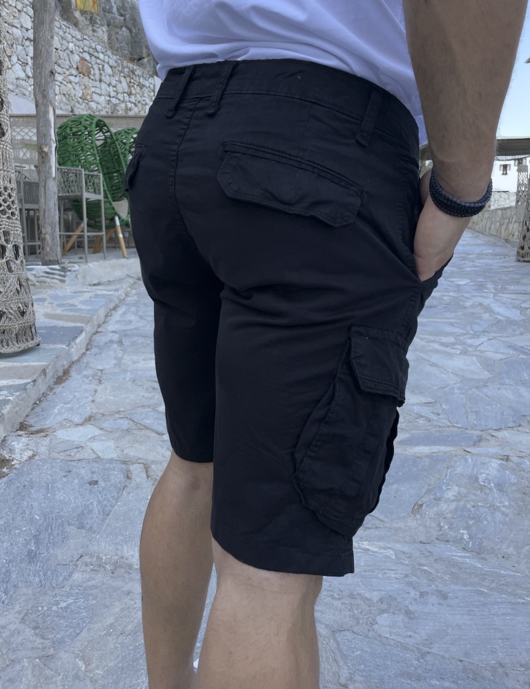 Ανδρική μαύρη cargo βερμούδα 242102M φωτογραφία